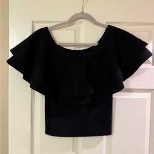 Nordstrom Black Ruffle Off-Shoulder Women's Top